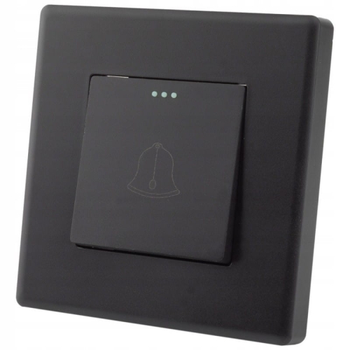 Włącznik Wyłącznik Dzwonkowy Pojedynczy Czarny Zestaw z Ramką PCV