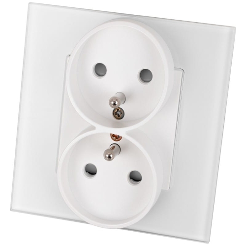 Gniazdko Podwójne Szklane Kontakt z Bolcem