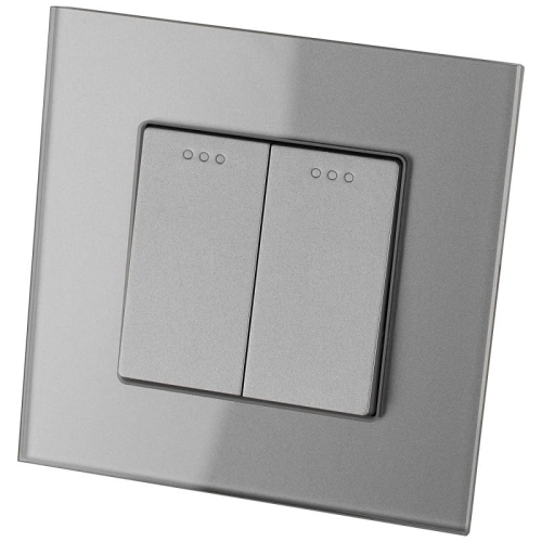 Włącznik Podwójny Klasyczny Szklany Szary