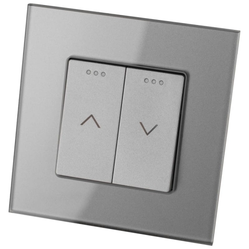 Włącznik Wyłącznik Rolet Żaluzji Zasłon Szklany Szary MIUUN