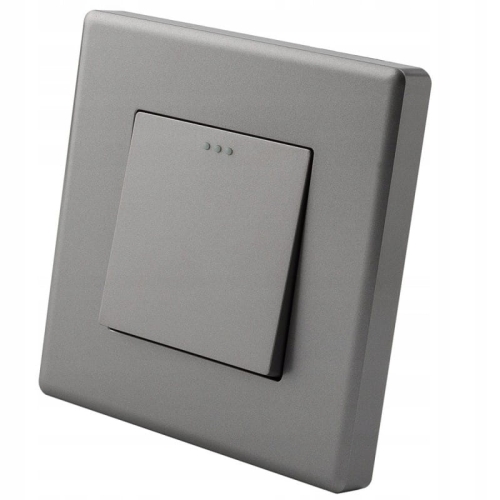 Włącznik Krzyżowy Pojedynczy Szary Zestaw z Ramką PCV