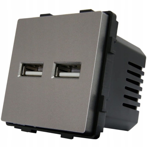 Moduł Podwójna Ładowarka USB Typ A+A 3.1A Szara do Ramek