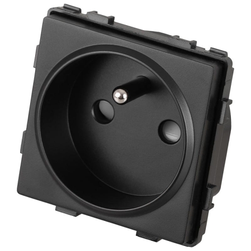 Moduł Gniazdko z Bolcem Pojedyncze Czarne do Ramek MIUUN