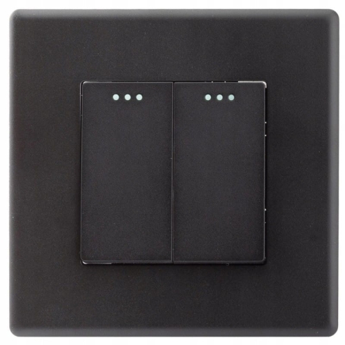 Włącznik Wyłącznik Podwójny Ścienny Czarny Zestaw z Ramką PCV