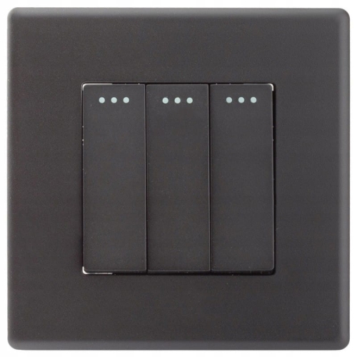 Włącznik Wyłącznik Potrójny Schodowy Czarny Zestaw z Ramką PCV