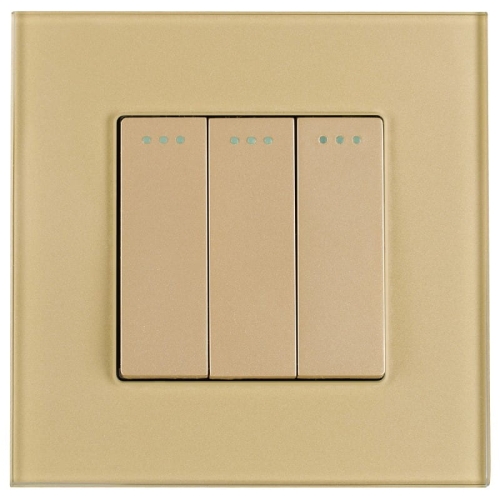 Włącznik Światła Potrójny Szklany Złoty