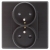 Gniazdo Gniazdko Podwójne Czarne z Bolcem Zestaw z Ramką PCV