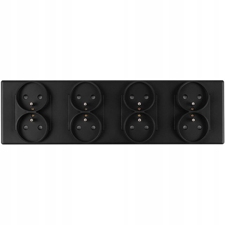 Gniazdo Poczwórne Czarne Zestaw Ramka PCV Poczwórna 4x Gniazdko