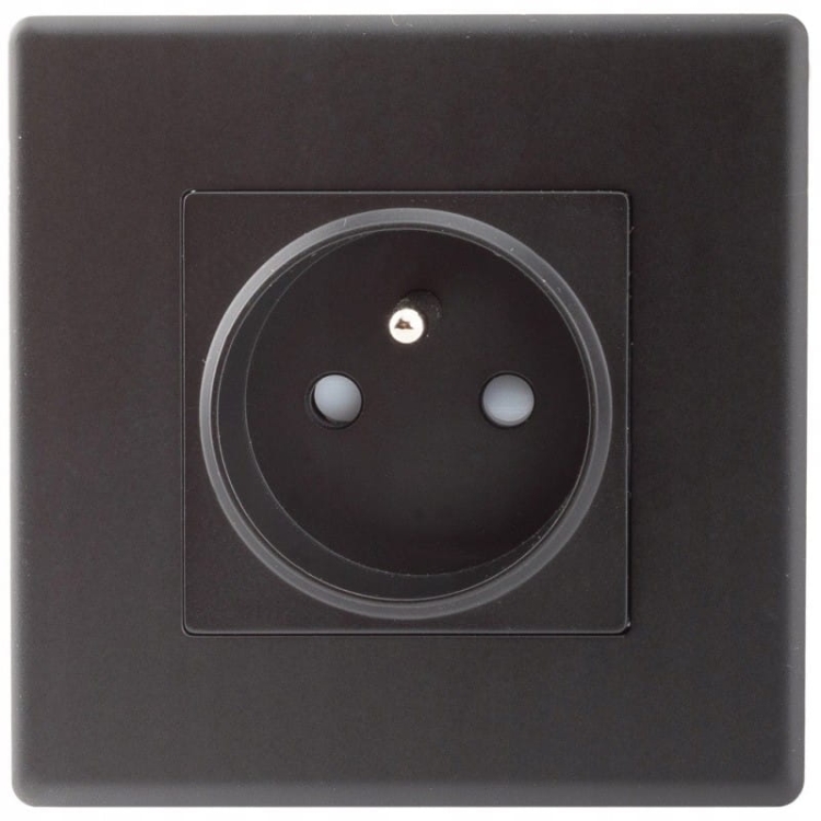 Gniazdo Gniazdko Czarne z Bolcem Uziemieniem Zestaw z Ramką PCV