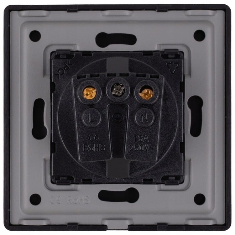 Gniazdko Czarne Schuko z Uziemieniem bez Bolca Zestaw z Ramką PCV