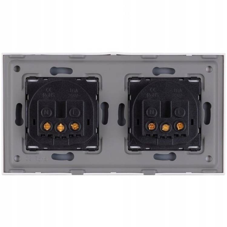 Gniazdo Podwójne Szklane Białe Zestaw Ramka Podwójna i 2 x Gniazdko