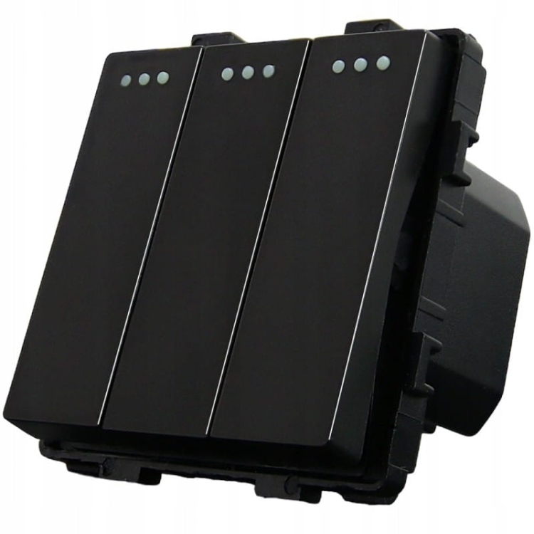 Włącznik Wyłącznik Potrójny Ścienny Czarny Zestaw z Ramką PCV