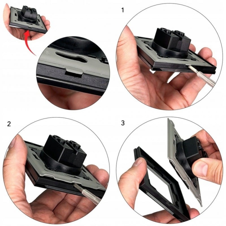 Włącznik Wyłącznik Światła Potrójny Szklany Czarny