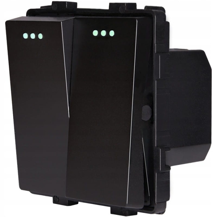 Włącznik Wyłącznik Podwójny Ścienny Czarny Zestaw z Ramką PCV