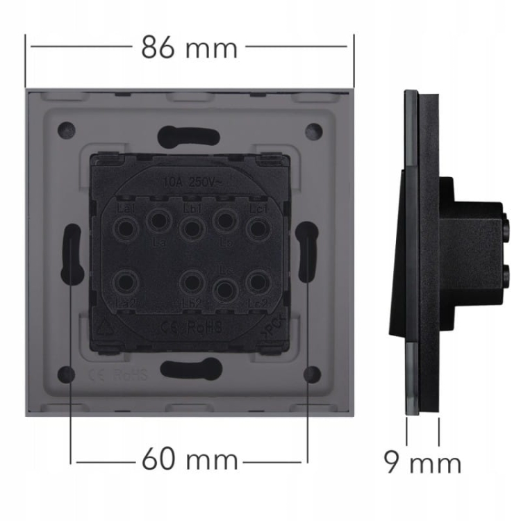 Gniazdo Podwójne Czarne Zestaw Ramka PCV Podwójna i 2 x Gniazdko