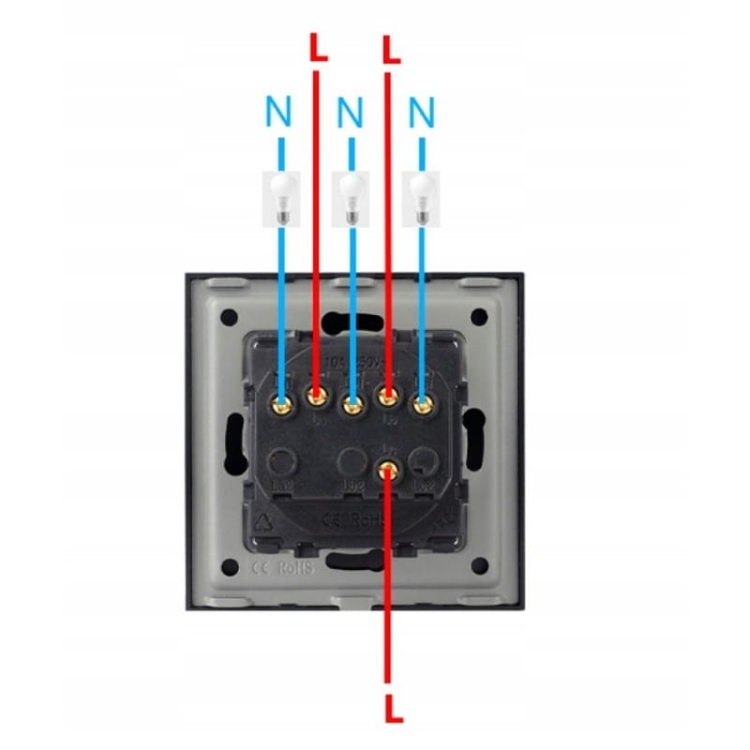 Włącznik Światła Potrójny Szklany Złoty