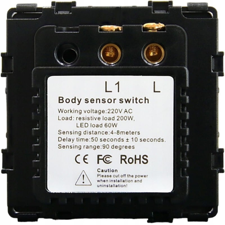 Czujnik Ruchu PIR Zmierzchowy Elektryczny Czarny Zestaw z Ramką PCV