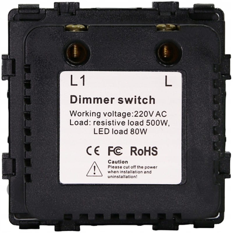 Włącznik Ściemniacz Światła Mechaniczny Czarny Zestaw z Ramką PCV