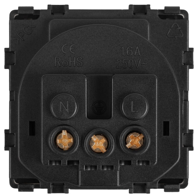 Gniazdo Gniazdko Czarne z Bolcem Uziemieniem Zestaw z Ramką PCV