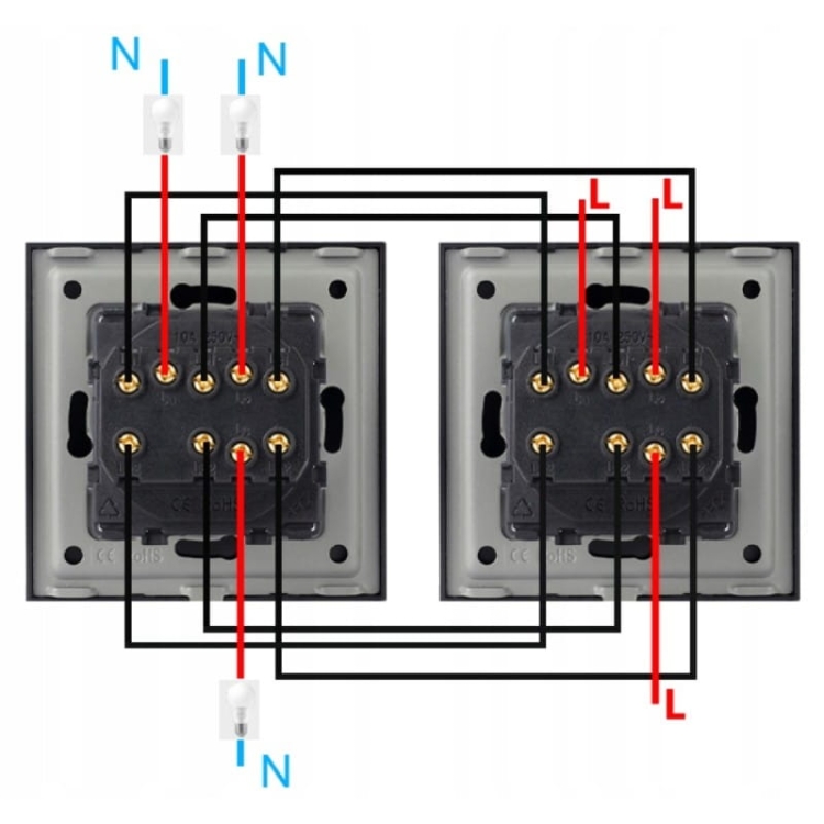 Włącznik Wyłącznik Potrójny Schodowy Czarny Zestaw z Ramką PCV