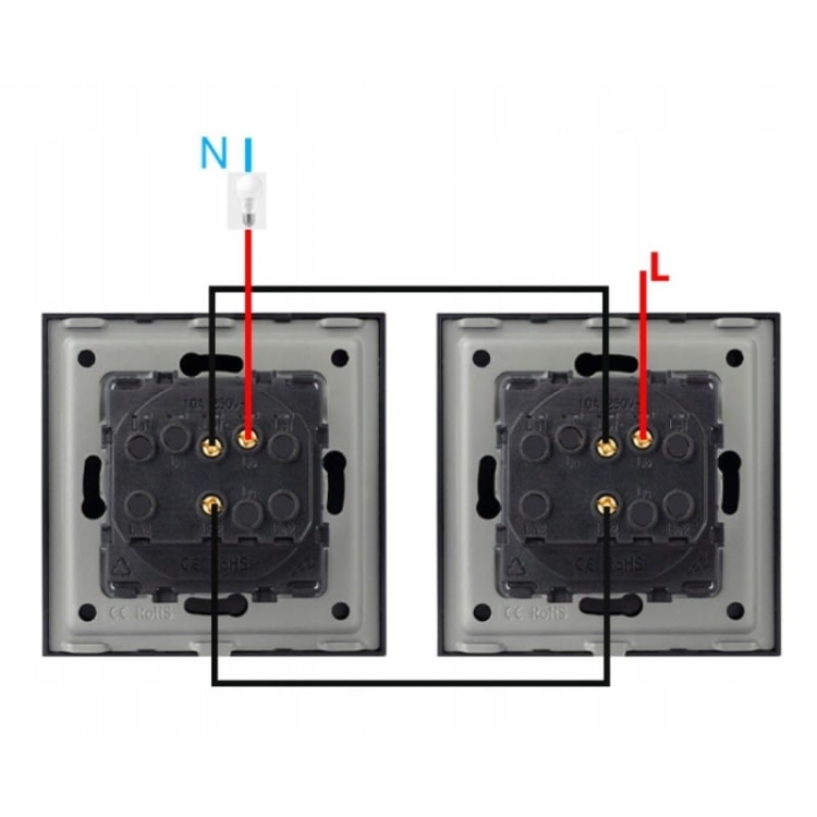 Włącznik Wyłącznik Schodowy Pojedynczy Czarny Zestaw z Ramką PCV