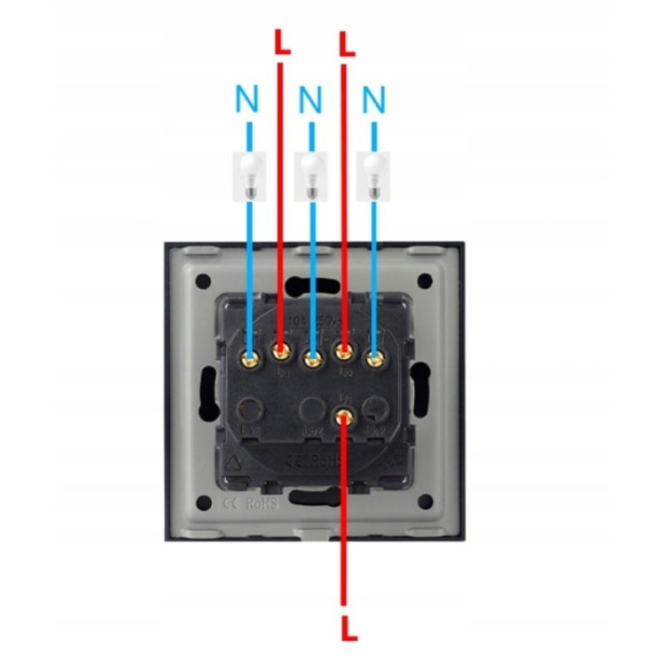 Włącznik Wyłącznik Potrójny Ścienny Czarny Zestaw z Ramką PCV