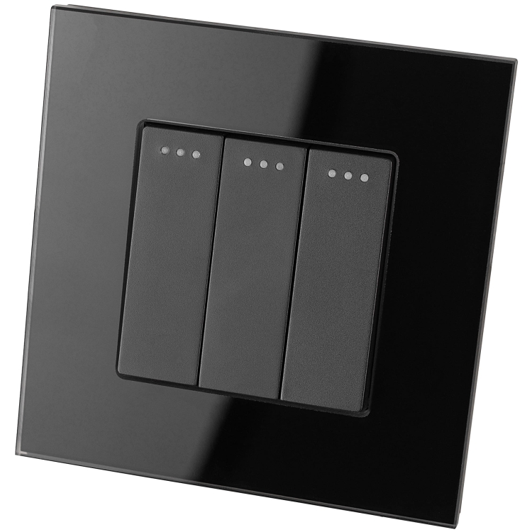 Włącznik Wyłącznik Światła Potrójny Szklany Czarny
