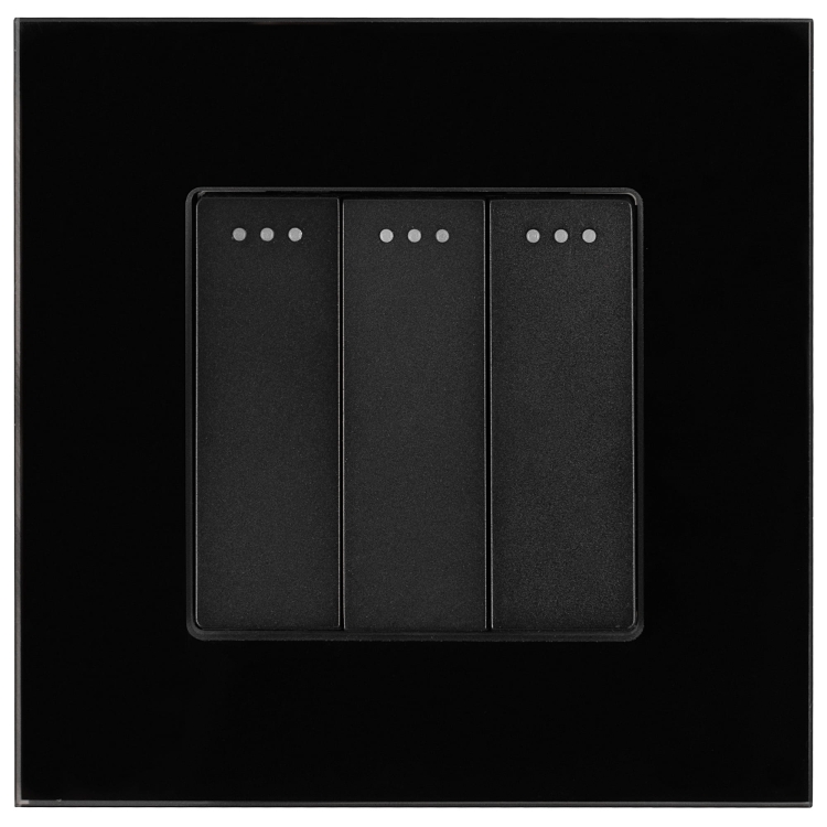 Włącznik Wyłącznik Światła Potrójny Szklany Czarny