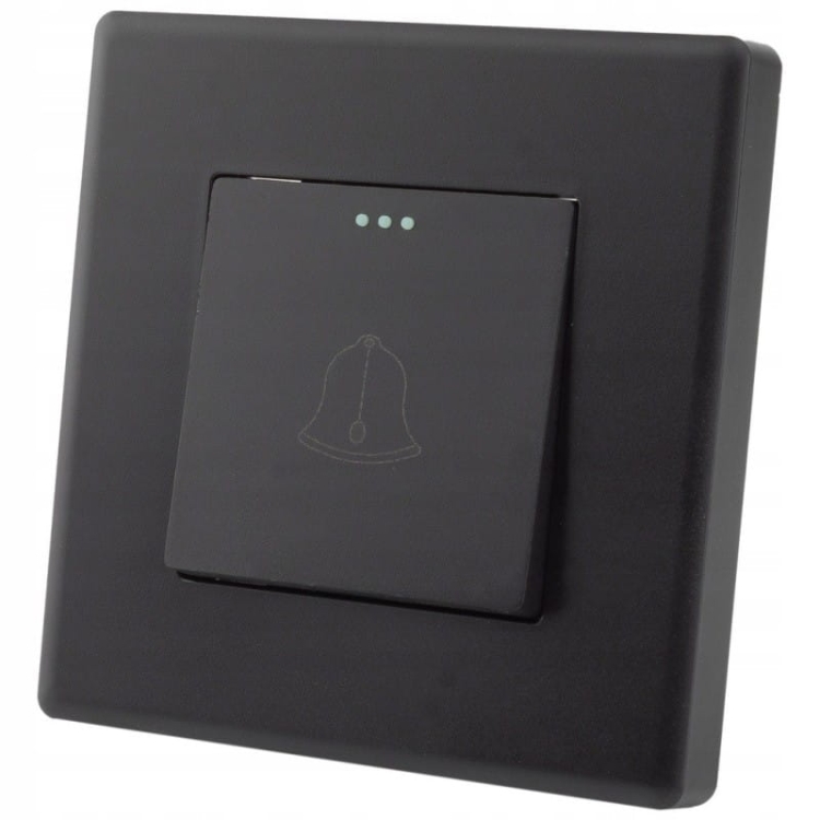 Włącznik Wyłącznik Dzwonkowy Pojedynczy Czarny Zestaw z Ramką PCV