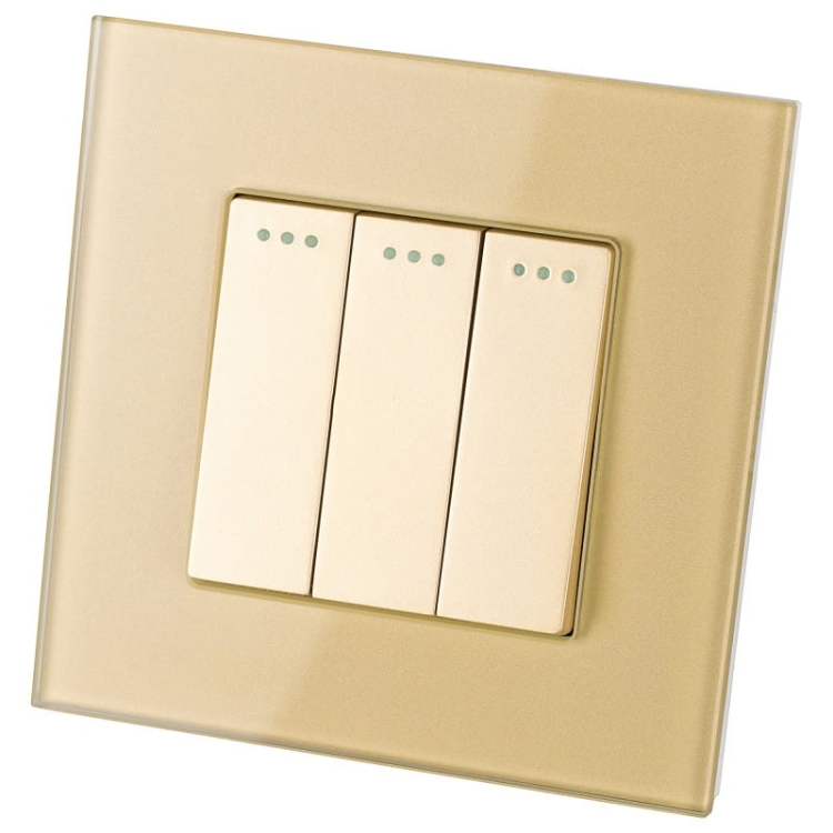 Włącznik Światła Potrójny Szklany Złoty