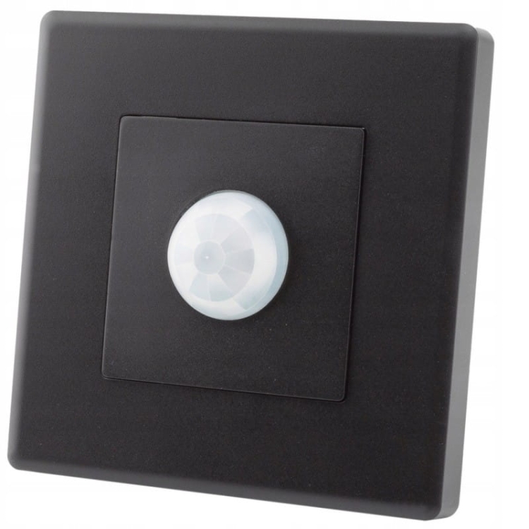 Czujnik Ruchu PIR Zmierzchowy Elektryczny Czarny Zestaw z Ramką PCV