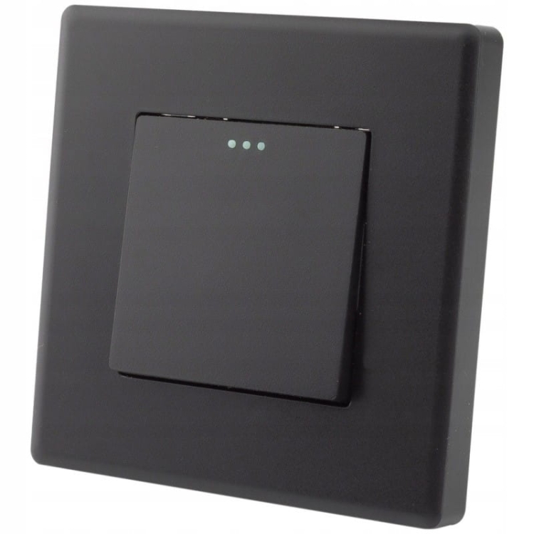 Włącznik Wyłącznik Krzyżowy Pojedynczy Czarny Zestaw z Ramką PCV