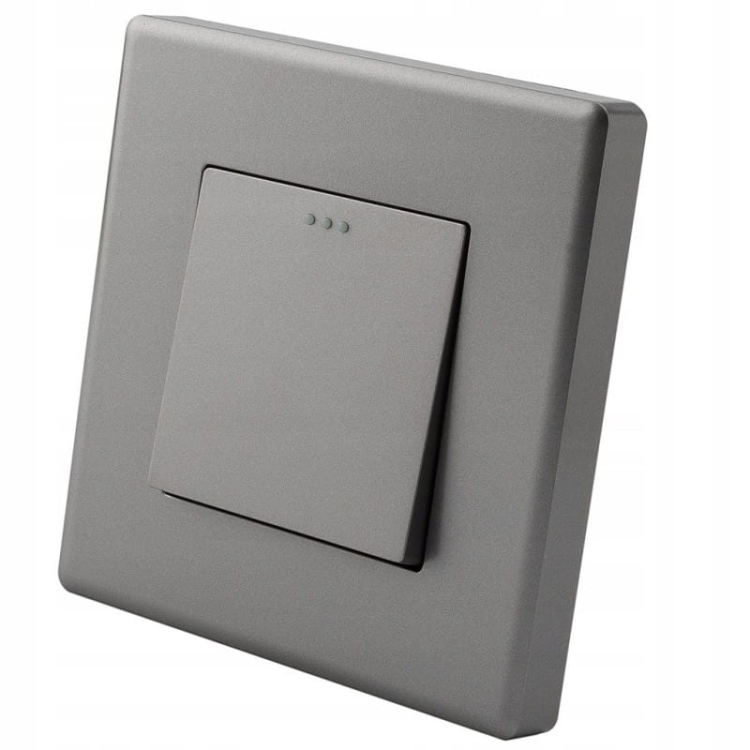 Włącznik Krzyżowy Pojedynczy Szary Zestaw z Ramką PCV