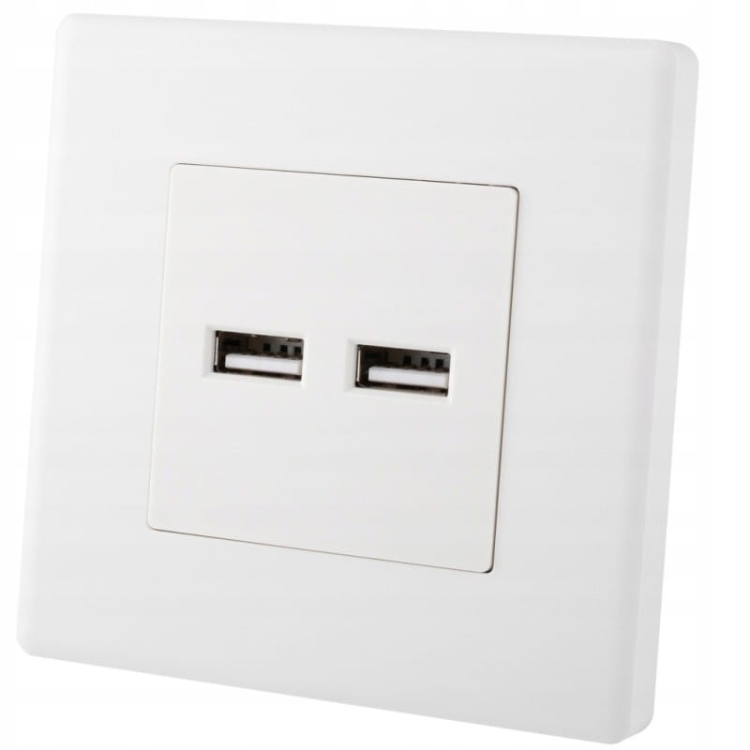Gniazdo Białe Podwójna Ładowarka USB 3.1A Typ A+A Zestaw z Ramką PCV