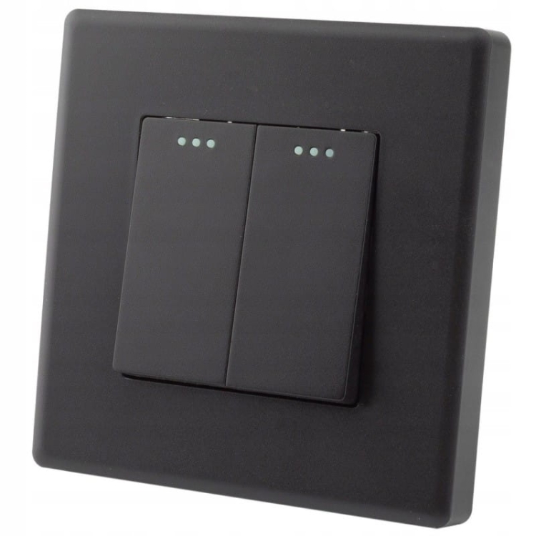 Włącznik Wyłącznik Podwójny Ścienny Czarny Zestaw z Ramką PCV