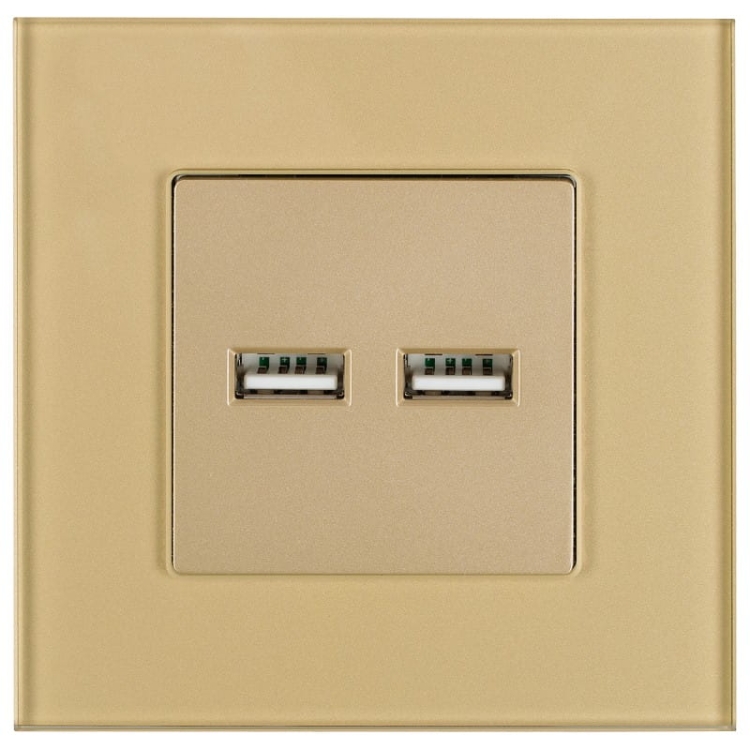 Podwójna Ładowarka USB 3.1A Typ A+A Szklana Złota
