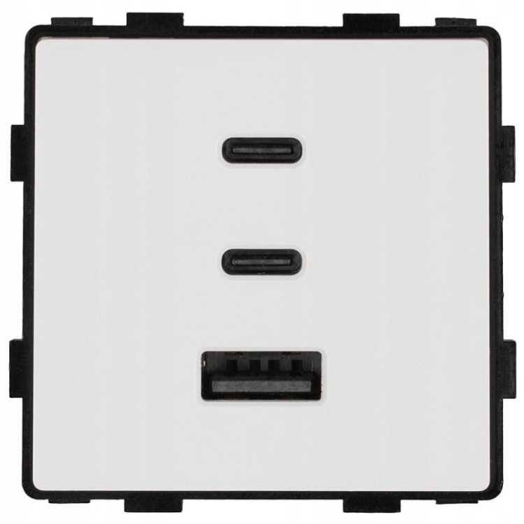 Moduł Gniazdo Potrójna Ładowarka Biała USB 65W A+C+C do Ramek