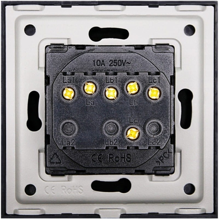 Włącznik Wyłącznik Światła Potrójny Szklany Czarny