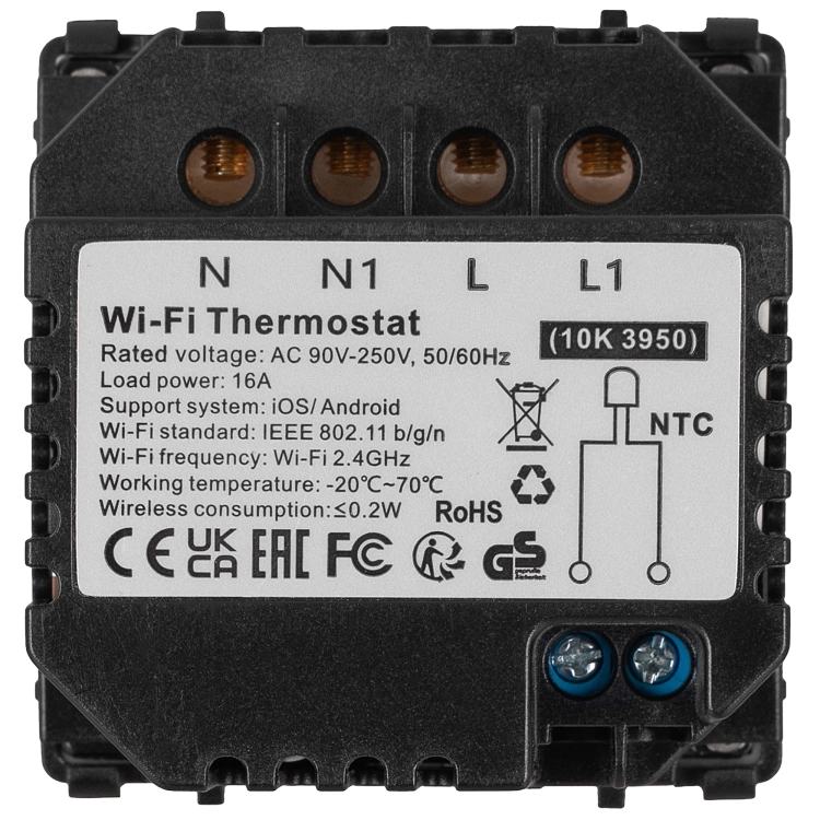 Moduł Termostat do Ogrzewania Podłogowego 16A WiFi Czarny do Ramek MIUUN