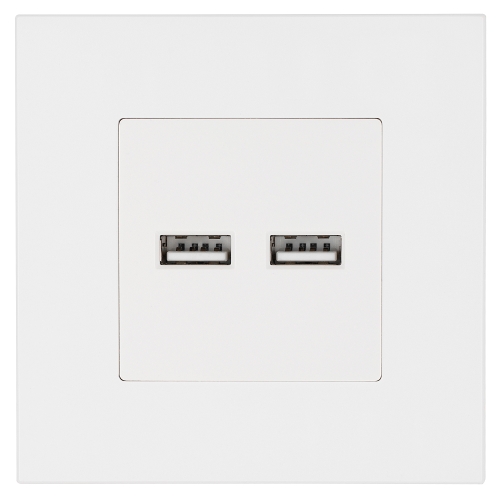 Podwójna Ładowarka USB 3.1A Biała Zestaw z Ramką Plastikową LINEA MIUUN