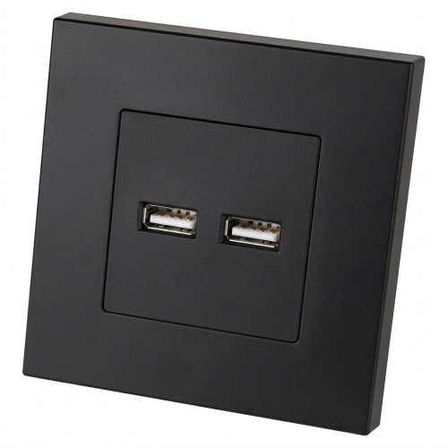 Podwójna Ładowarka USB 3.1A Czarna Zestaw z Ramką Plastikową LINEA MIUUN