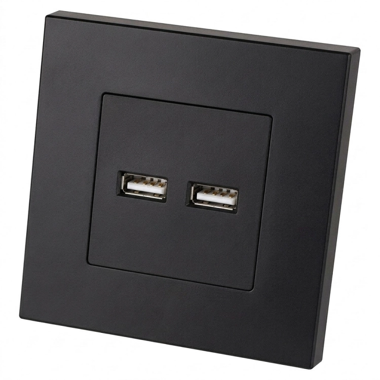 Podwójna Ładowarka USB 3.1A Czarna Zestaw z Ramką Plastikową LINEA MIUUN