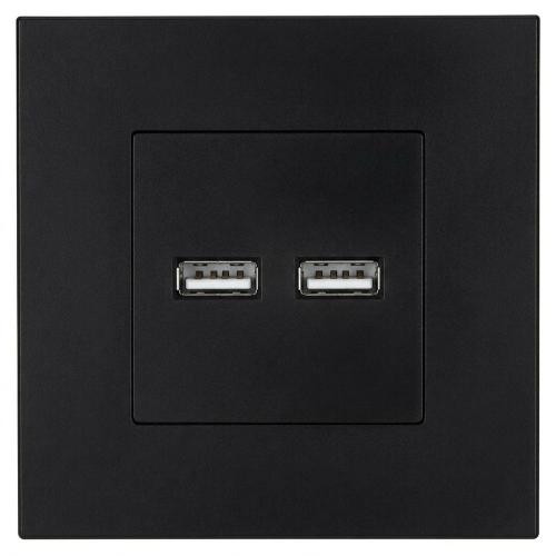 Podwójna Ładowarka USB 3.1A Czarna Zestaw z Ramką Plastikową LINEA MIUUN