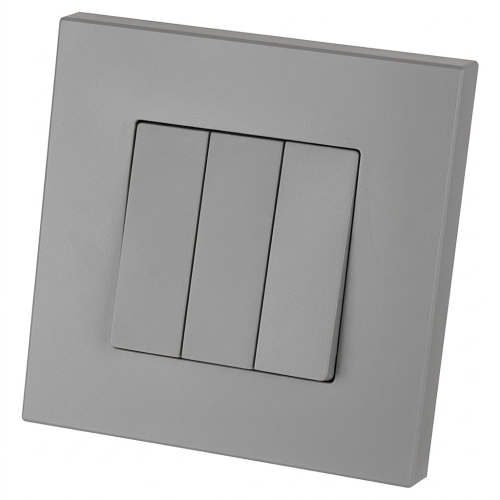 Włącznik Monostabilny Potrójny GŁADKI Plastikowy LINEA Szary MIUUN