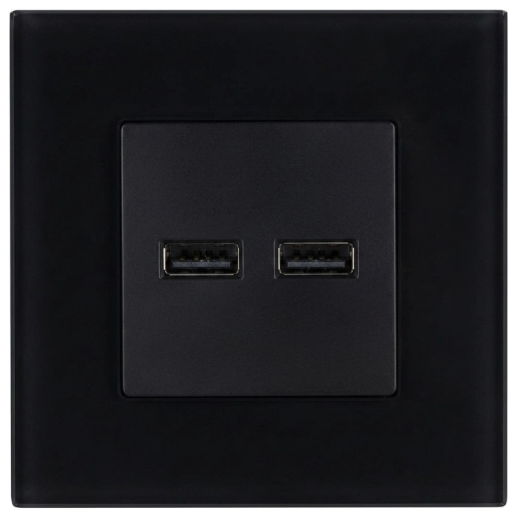 Podwójna Ładowarka USB 3.1A Czarna Zestaw z Ramką Szklaną Matową MIUUN