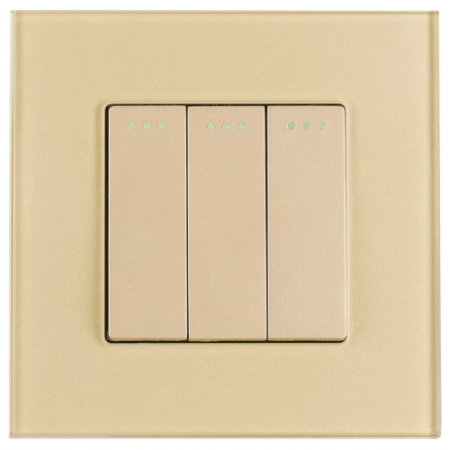 Włącznik Monostabilny Odbijający Potrójny Szklany MATOWY Złoty MIUUN