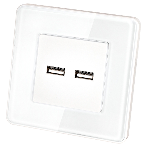 Podwójna Ładowarka USB 3.1A Biała Zestaw z Ramką Szklaną POŁYSK MIUUN