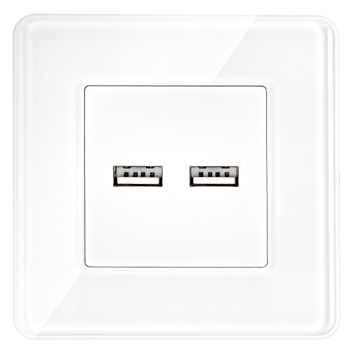 Podwójna Ładowarka USB 3.1A Biała Zestaw z Ramką Szklaną POŁYSK MIUUN