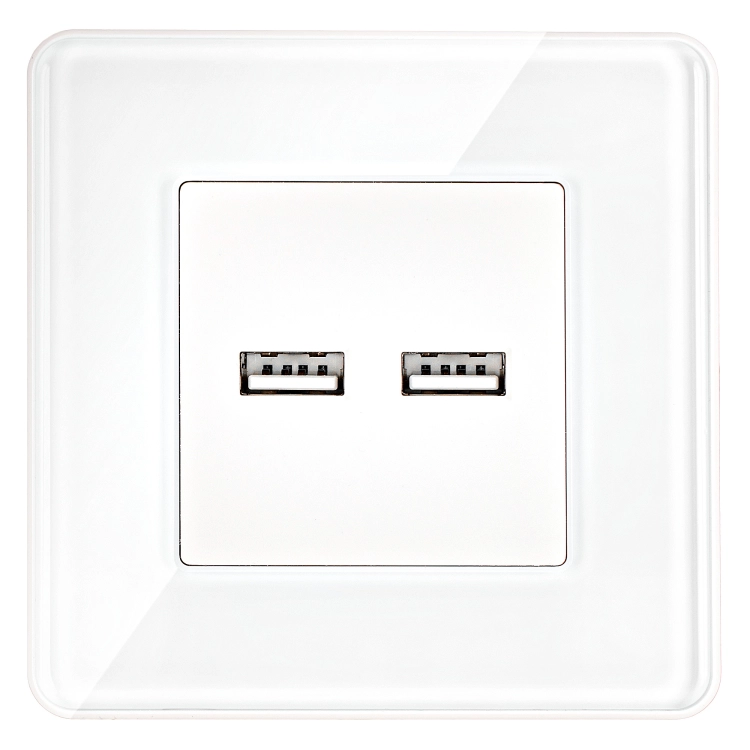 Podwójna Ładowarka USB 3.1A Biała Zestaw z Ramką Szklaną POŁYSK MIUUN