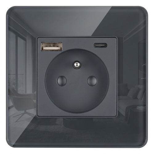 Gniazdo Szklane POŁYSK z Bolcem + Podwójna Ładowarka USB A+C 20W MIUUN